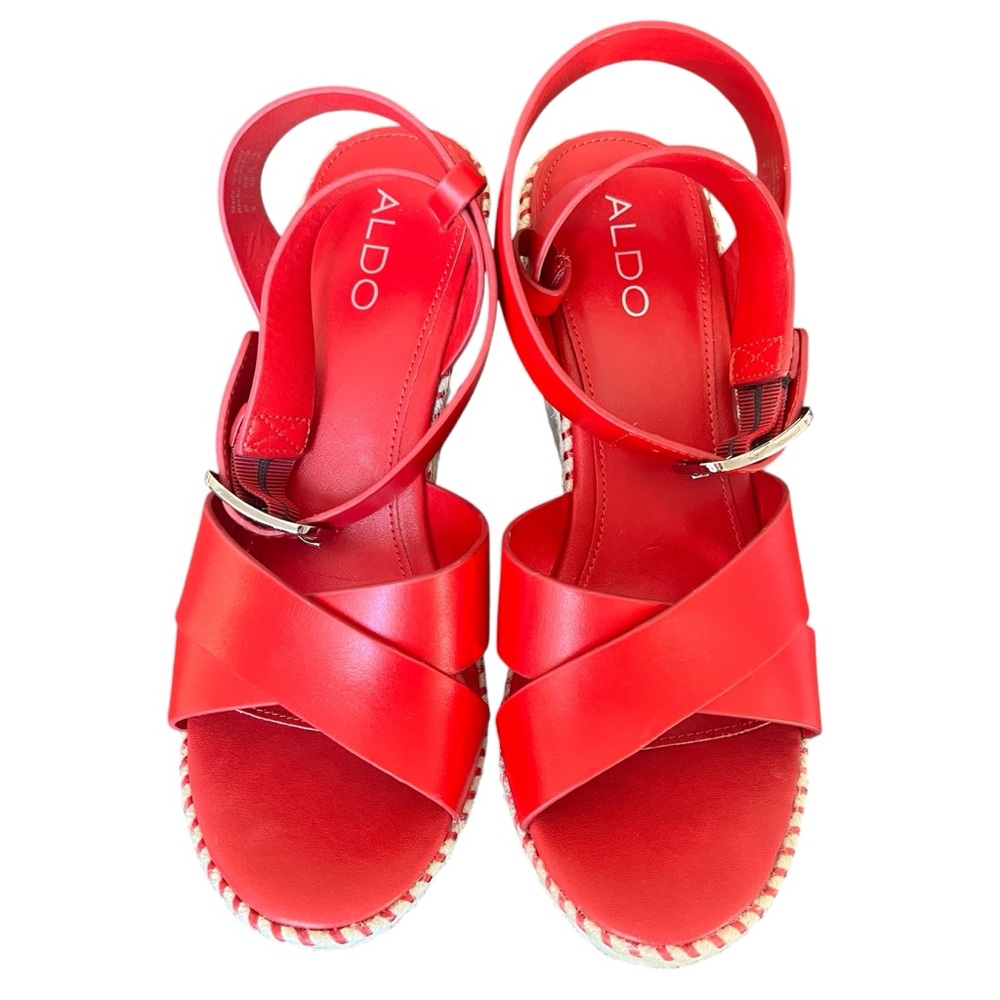 Aldo Red Wedge Women's Sandals Size US9 EUR 40